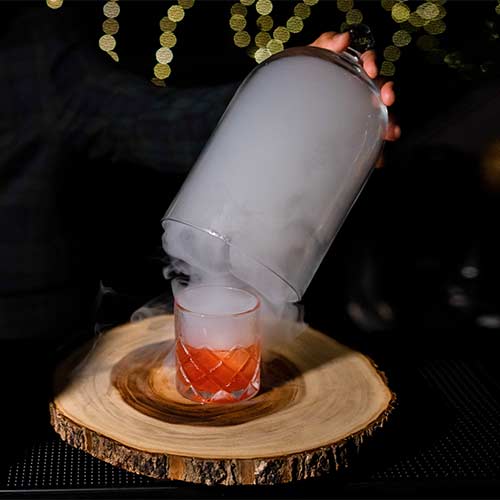 Barecular's Signature Smoked Barrel Aged Old Fashioned Cocktail Catering in the GTA